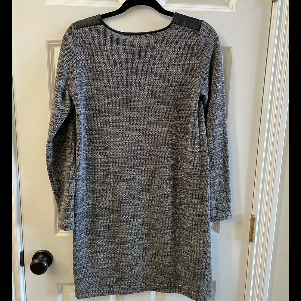 Ann Taylor Loft Shift Dress W Faux Leather Trim